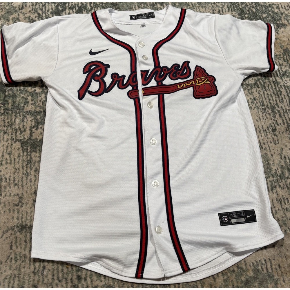 Nike Atlanta Braves Ronald Acuna Jr #13 Home Jersey Youth Large 14/16 White